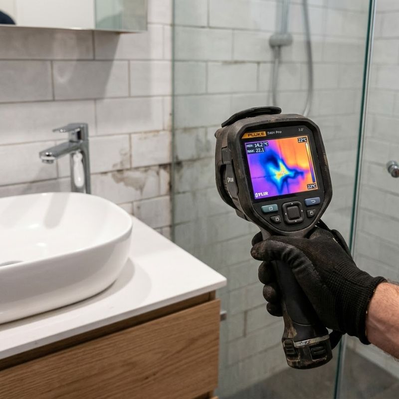 Water Leak Detection Expert in Leichhardt checking for a water leak in the bathroom